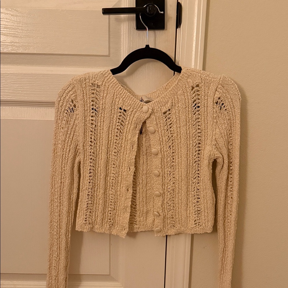 Zara Cream Button-Up Women's Sweater